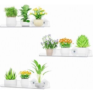 Clear Acrylic Floating Wall Shelf Set - 3 Pack